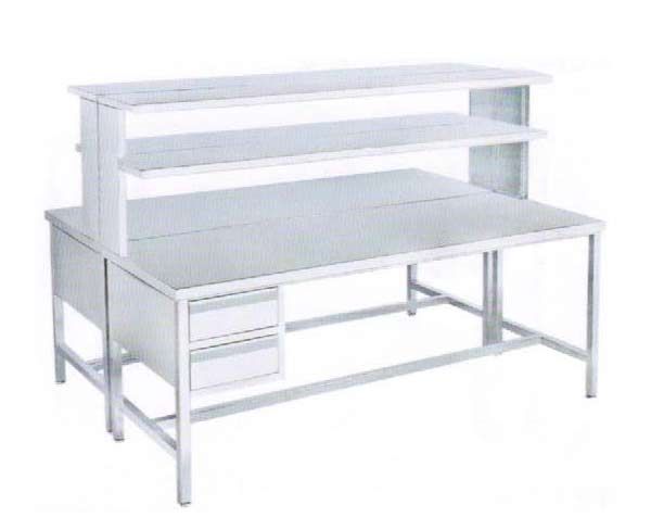 G37不銹鋼工作臺(tái)（雙面、兩抽、四框腿、帶兩層架）